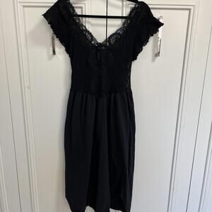 VTG Black Lace Neglige Slip Dress